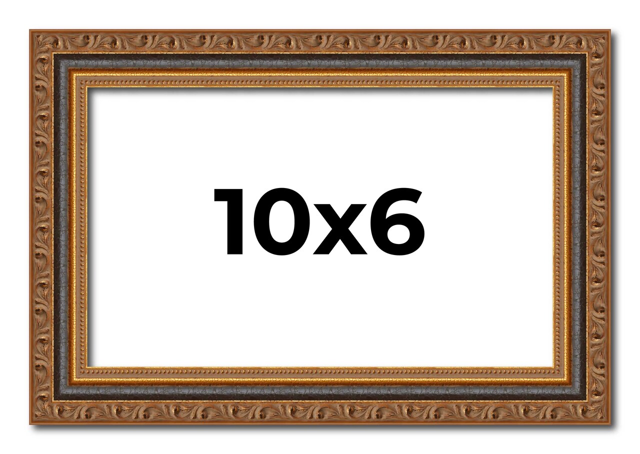 10x6 Classic Gold Picture Frame - UV Acrylic, Foam Board Backing, Hanging Hardware